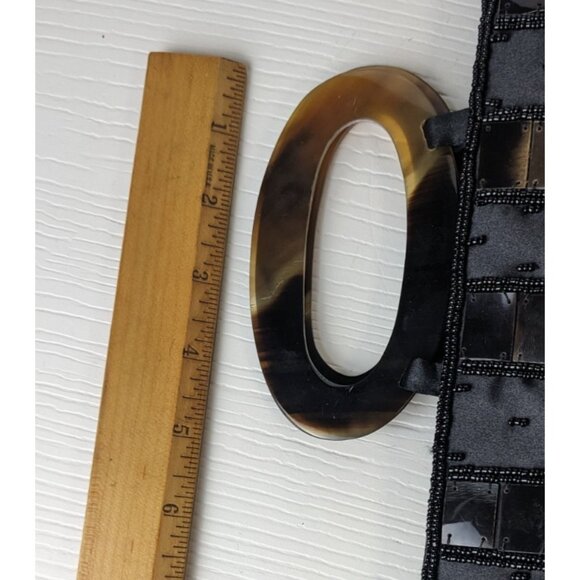 MAD BAGS shell tiles and glass bead evening purse lucite handle as is - Picture 10 of 16